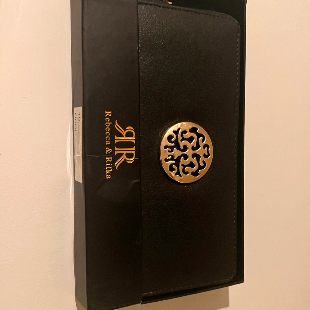 Rebecca & Rifka Black Wallet with Gold Emblem